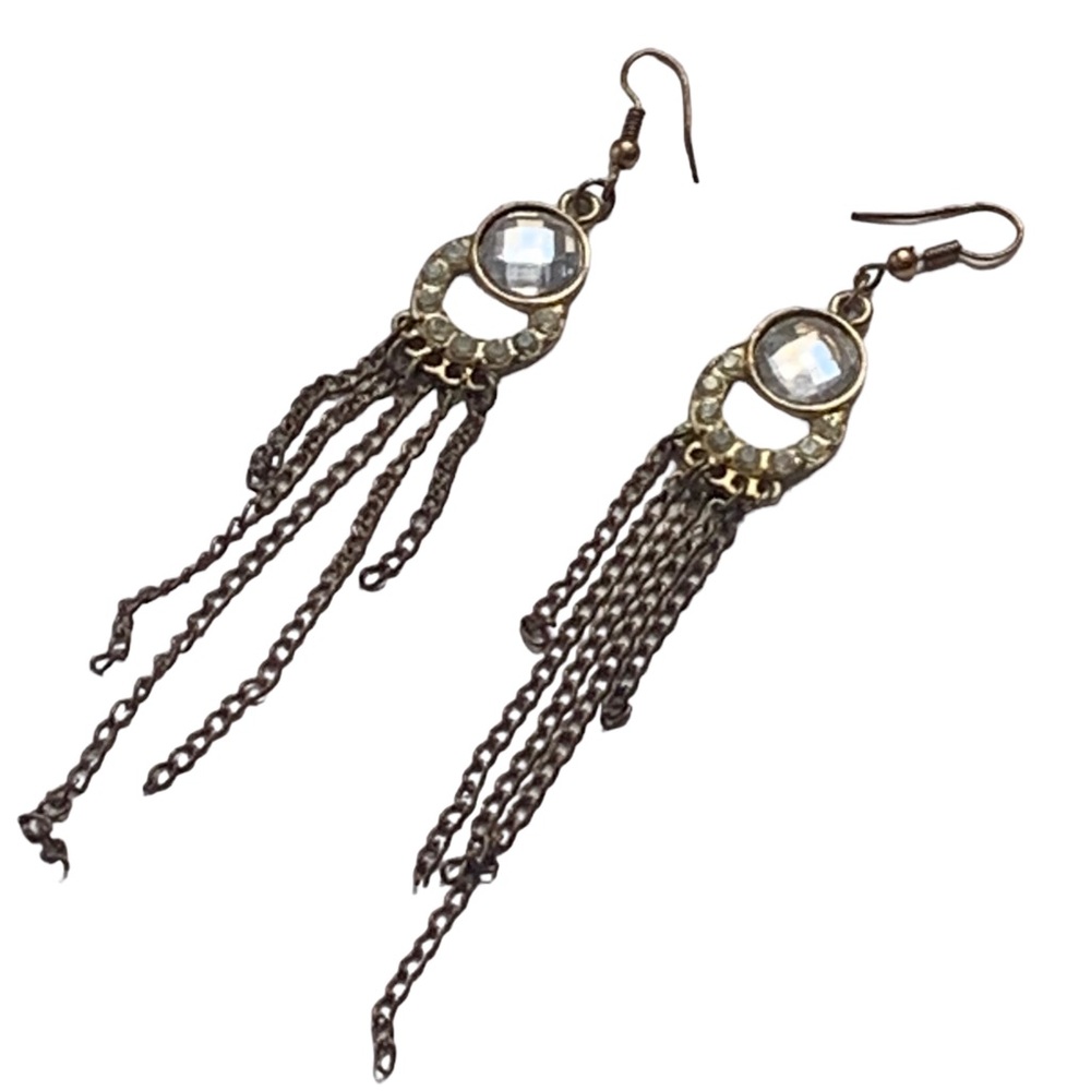 Vintage Art Deco Long Crystal Earrings Hollywood Style Woman’s Jewelry